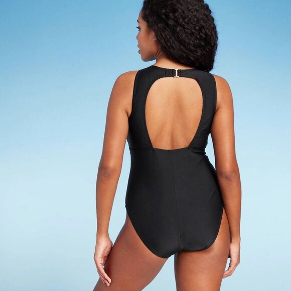 Shade & Shore High Neck One Piece Swimsuit Size XS  | NWT | Black - Picture 2 of 2